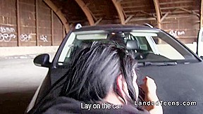 Busty teen 18+ fucked on the hood outdoor