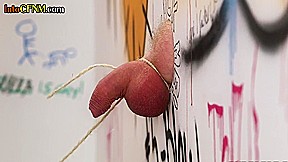 CFNM babe sucking off tiedup gloryhole dick