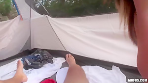 Camping with two horny petites