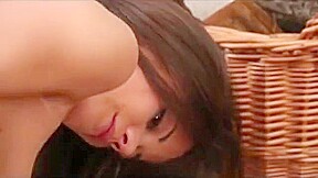 Caprice is a DIME Strapped with black stockings she rubs herself