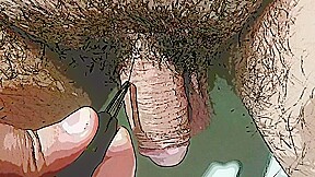 Cartooned myself plucking hairs from my flaccid cock