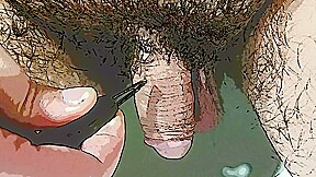 Cartooned myself plucking hairs from my flaccid cock