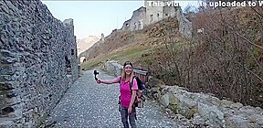 Caught! Recognized By Strangers While Hiking In The Mountains! Now Im Already Fucking In A Castle!
