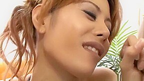 Charming buxomy Miley Ann gives a magic BJ