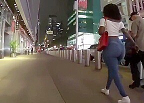 Chasing a huge butt the night in NYC