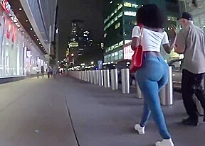 Chasing a huge butt the night in NYC