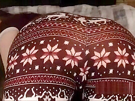 Christmas Yoga Pants On Adorable Chubby Cute And Busty teen 18+