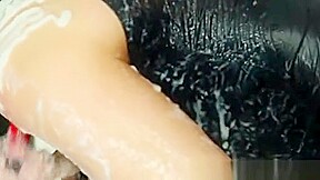 Classy Babe Sprayed With Bukkake While Masturbating