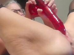 Closeup Big Toy Masturbation Horny Step mom With Glasses And Big Ass Orgasm