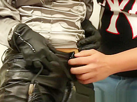 Clothed glam ho rides rod