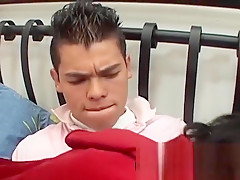 Creampied Latino bounces on hard cock after blowing it