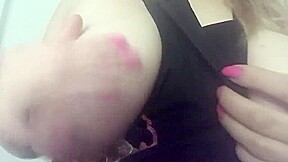 Curvy blonde in short black dress striptease and shows pussy at end