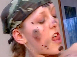 Cute Blonde Soldier With Tiny Tits In Battle With A Big Cock