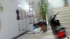 Cute college girl girl dildos pussy in mall toilet nearly caught