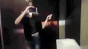 Cute college girl girl dildos pussy in mall toilet nearly caught