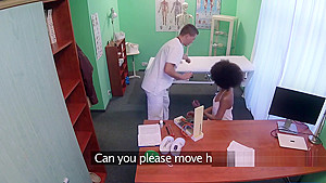 Cute ebony patient sucks doctors cock