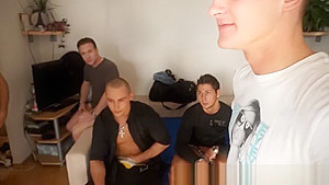 Czech girl with glasses enjoys gangbang