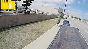 Dark Haired Honey Blowing Long Dong In Tow Truck