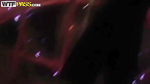 Dark haired babe Natasha does a nice pole dancing act