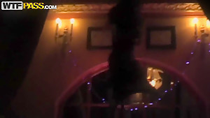 Dark haired babe Natasha does a nice pole dancing act
