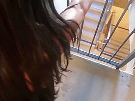 Dark-haired girl sucked and got cancer for a spanking at home   