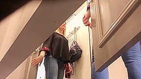 Dressing room blonde thong girl