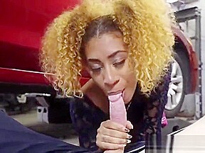 Ebony Chick Kendall Woods Gets Creamed In A Car Shop