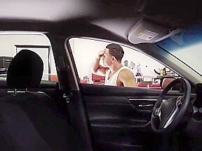 Ebony Chick Kendall Woods Gets Creamed In A Car Shop