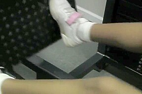 Ebony goddess sweaty workout foot tease