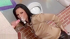 Fake Cum Facial For Brunette Slut