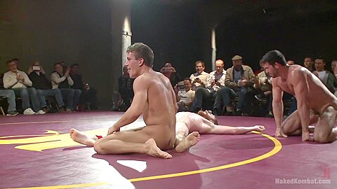 Four hot studs fight for the right to fuck in front of a live crowd!