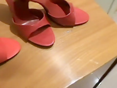 Fucking wife's fuck me red mules, I wear my US 12 red mules