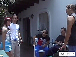 Gangbang babe katja fucks multiple cocks