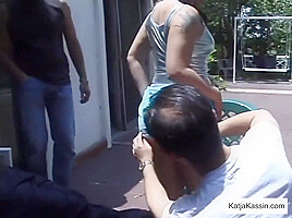 Gangbang babe katja fucks multiple cocks