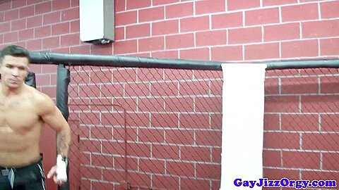Gaysex hunks orgy fun after wrestling