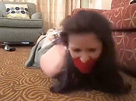 Girl tape gagged struggles