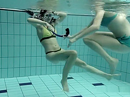 Girls Swimming Underwater And Enjoying Eachother