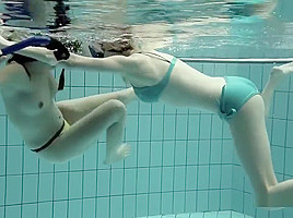 Girls Swimming Underwater And Enjoying Eachother