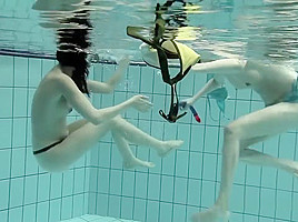 Girls Swimming Underwater And Enjoying Eachother