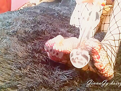 Glass In Hairy Pussy, Creampie, Stockings Fetish, Russian Milf Ginnagg