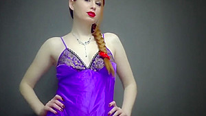 Goddess in satin demand cum eating