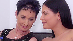 Granny gets ass licking from sexy girl