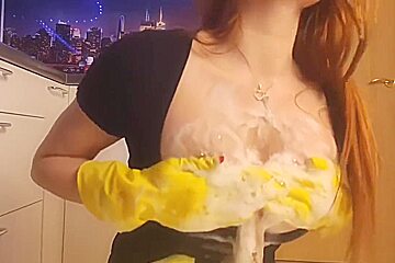 Handjob Dildo In Rubber Gloves