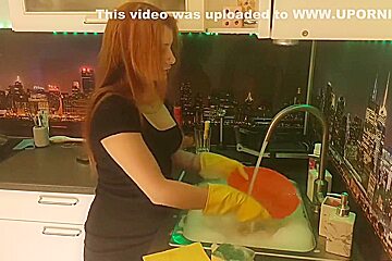 Handjob Dildo In Rubber Gloves