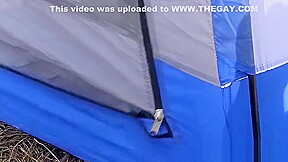 Handsome blond twinks play with their big cocks and dildos