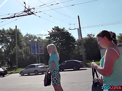 Handsome golden-haired filmed with upskirt livecam