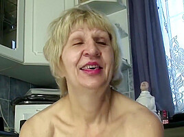 Horny Hairy Granny Has Kitchen Sex With Young Friend - Kati Bell