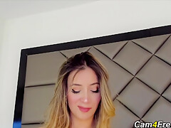 Horny Slut Fingering Herself While Sucking Her Fake Cock