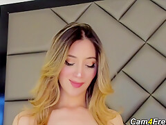 Horny Slut Fingering Herself While Sucking Her Fake Cock