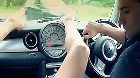 Horny girlfriend squirting in his car